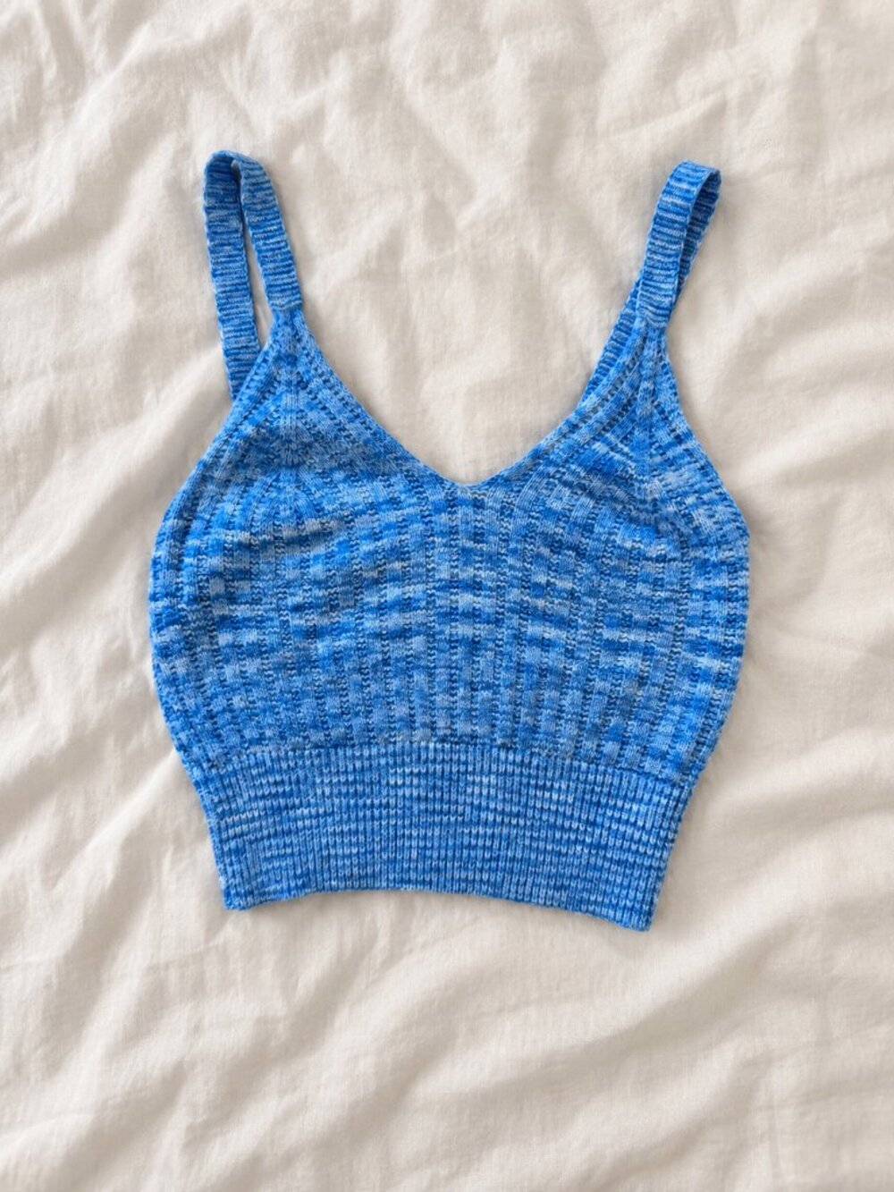 Streetwear Society Blue Marled Knit Crop Top M